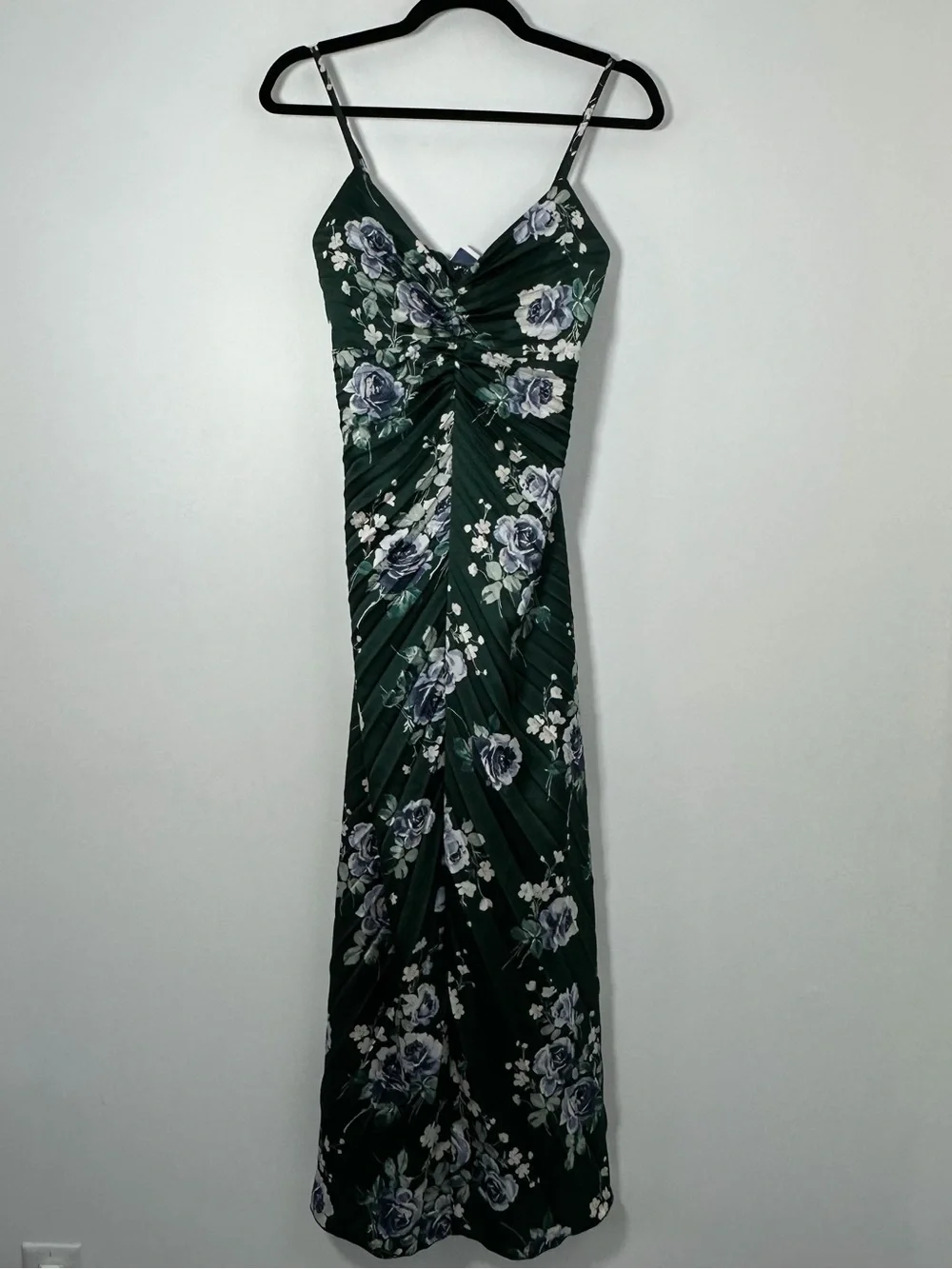 Abercrombie Giselle Sweetheart Pleated Green Floral Maxi Dress Size Small